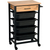 KESPER KESPER Pojazdná kuchynská polica so zásuvkou, dub, čierna 47 x 37 x 85 cm KESPER KESPER Pojazdná kuchynská polica so zásuvkou, dub, čierna 47 x 37 x 85 cm
