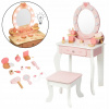 Veľký drevený toaletný stolík pre deti s LED osvetlením, taburetkou a príslušenstvom Veľký drevený toaletný stolík pre deti s LED osvetlením, taburetkou a príslušenstvom