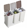 Trojkomorový kôš na odpad, sivý, 60 l, plastový, na kolieskach Trojkomorový kôš na odpad, sivý, 60 l, plastový, na kolieskach