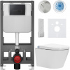 CERANO - Závesné WC s bidetom Cronus Pro - biela lesklá - tlačidlo Prime/Modulo, čierne - voľne stojace - predstenová inštalácia / sadrokartón - 59,3x38,4 cm CERANO - Závesné WC s bidetom Cronus Pro - biela lesklá - tlačidlo Prime/Modulo, čierne - voľne stojace - predstenová inštalácia / sadrokartón - 59,3x38,4 cm