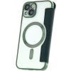 Diárové puzdro na Apple iPhone 12 Smart Chrome Mag zelené Diárové puzdro na Apple iPhone 12 Smart Chrome Mag zelené