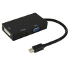 Redukcia/hub Mini displayPort na HDMI, VGA a DVI - Čierna Redukcia/hub Mini displayPort na HDMI, VGA a DVI - Čierna