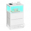 Biely nočný stolík s LED, USB a zásuvkami, 39,6x30x60,4 cm Biely nočný stolík s LED, USB a zásuvkami, 39,6x30x60,4 cm