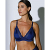 Trojuholníková podprsenka zo saténu a čipky Nauta, bez kostíc modrá 085 Blancheporte Trojuholníková podprsenka zo saténu a čipky Nauta, bez kostíc modrá 085 Blancheporte