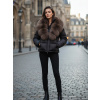 Dámska zimná bunda čierna prešívaná s pravou kožušinou , ZVOĽTE VEĽKOSŤ OBLEČENIA S Dámska zimná bunda čierna prešívaná s pravou kožušinou , ZVOĽTE VEĽKOSŤ OBLEČENIA S