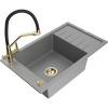 Mexen Elias žulový kuchynský drez s 1 komorou s odkvapkávačom a kuchynskou batériou Duo, sivý - 6511-71-671701-57-G Mexen Elias žulový kuchynský drez s 1 komorou s odkvapkávačom a kuchynskou batériou Duo, sivý - 6511-71-671701-57-G