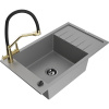 Mexen Elias granitový umývadlo s 1 komorou a odkvapkávačom a kuchynskou batériou Duo, sivý - 6511-71-671701-57-B Mexen Elias granitový umývadlo s 1 komorou a odkvapkávačom a kuchynskou batériou Duo, sivý - 6511-71-671701-57-B