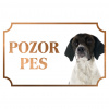 Bretónsky španiel - Kovová tabuľka POZOR PES Bretónsky španiel - Kovová tabuľka POZOR PES