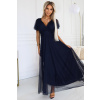 562-1 NASTIA Long dress with neckline and short sleeves - DARK BLUE čierna One size numoco basic 5903938282782 562-1 NASTIA Long dress with neckline and short sleeves - DARK BLUE čierna One size numoco basic 5903938282782