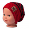 BABY NELLYS Jesenná/zimní prúžkovaná čiapka - červená/grafit BABY NELLYS Jesenná/zimní prúžkovaná čiapka - červená/grafit