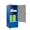 Depot na nebezpečné látky, z ocele, s dverami a 1 policou, pre malé nádoby Depot na nebezpečné látky, z ocele, s dverami a 1 policou, pre malé nádoby