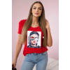 Legínovo Dámska grafická blúzka biela Farba: Červená, Veľkosť: UNI Legínovo Dámska grafická blúzka biela Farba: Červená, Veľkosť: UNI