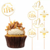 Toppery na tortu Prvá Sväté Prijímanie zlaté mix 6 kusov Toppery na tortu Prvá Sväté Prijímanie zlaté mix 6 kusov