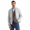 Pánske melanžové sako so stojačikom, sivý melanž V4 OM-BLZB-0131 XXL Pánske melanžové sako so stojačikom, sivý melanž V4 OM-BLZB-0131 XXL