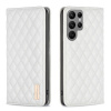 Peňaženkové kožené puzdro Diamond Lattice na Samsung Galaxy S24 Ultra 5G - Biela Peňaženkové kožené puzdro Diamond Lattice na Samsung Galaxy S24 Ultra 5G - Biela
