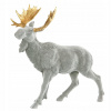 Skandi Dekoračný los so zlatými parohmi – sivá velúrová soška 42 cm Skandi Dekoračný los so zlatými parohmi – sivá velúrová soška 42 cm