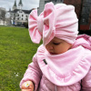 Detská čiapka / Turban s Mašľou, VELVET BABY PINK Detská čiapka / Turban s Mašľou, VELVET BABY PINK