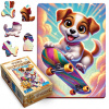 Drevené Puzzle 40 dielikov - Psík na Skateboarde pre deti - Wooden.City Drevené Puzzle 40 dielikov - Psík na Skateboarde pre deti - Wooden.City