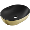 Mexen Viki, umývadlo na dosku 48x35x14 cm, čierna matná-zlatý vzor, 21054877 Mexen Viki, umývadlo na dosku 48x35x14 cm, čierna matná-zlatý vzor, 21054877