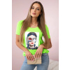 Legínovo Dámska grafická blúzka biela Farba: Neónovo zelená, Veľkosť: UNI Legínovo Dámska grafická blúzka biela Farba: Neónovo zelená, Veľkosť: UNI