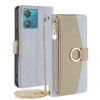 Peňaženkové kožené puzdro Crossbody Litchi na Motorola Edge 40 Neo - Modrá Peňaženkové kožené puzdro Crossbody Litchi na Motorola Edge 40 Neo - Modrá