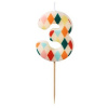 PartyDeco Narodeninová sviečka cirkus číslo 3, 5,5 cm PartyDeco Narodeninová sviečka cirkus číslo 3, 5,5 cm