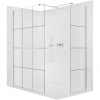 CERANO - Sprchová zástena Walk-in Onyx TL/P - 8 mm - hranatá vzpera + polička/držiak na uteráky - chróm, industriálne sklo - 140x110x200 cm CERANO - Sprchová zástena Walk-in Onyx TL/P - 8 mm - hranatá vzpera + polička/držiak na uteráky - chróm, industriálne sklo - 140x110x200 cm