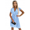 424-5 Chiffon pleated dress with a neckline and frills - light blue svetlomodrá One size numoco basic 5903938280023 424-5 Chiffon pleated dress with a neckline and frills - light blue svetlomodrá One size numoco basic 5903938280023