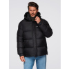 Ombre Men's quilted jacket with high zipped hood - black čierna | modrá L Ombre 5907064529377 Ombre Men's quilted jacket with high zipped hood - black čierna | modrá L Ombre 5907064529377