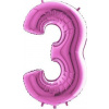 Grabo Nafukovací balónek číslo 3 růžový 102cm extra velký Grabo Nafukovací balónek číslo 3 růžový 102cm extra velký