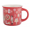 Altom Design Porcelánový hrnček s vianočnými motívmi – červený hrnček na kávu alebo kakao 390 ml Altom Design Porcelánový hrnček s vianočnými motívmi – červený hrnček na kávu alebo kakao 390 ml