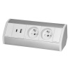 Povrchová zásuvka ORNO OR-GM-9039/W-G, rohové pouzdro, 2x 230V, 2x USB (A+C type; 2.4A), barva bílá-stříbrná Povrchová zásuvka ORNO OR-GM-9039/W-G, rohové pouzdro, 2x 230V, 2x USB (A+C type; 2.4A), barva bílá-stříbrná
