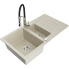 Mexen Matias granitový drez 1,5-komorový s odkvapkávačom a kuchynskou batériou Aster, béžový - 6502-69-73450-07 Mexen Matias granitový drez 1,5-komorový s odkvapkávačom a kuchynskou batériou Aster, béžový - 6502-69-73450-07