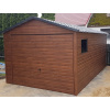 Plechová garáž 3,5 × 5 m – Orech | Sedlová strecha | Škridloplech Plechová garáž 3,5 × 5 m – Orech | Sedlová strecha | Škridloplech