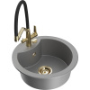 Mexen Diego žulový umývadlo, jednokomorové s kuchynskou batériou Duo, sivé - 6512-71-671701-57-G Mexen Diego žulový umývadlo, jednokomorové s kuchynskou batériou Duo, sivé - 6512-71-671701-57-G