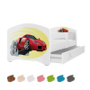 Dětská postel LUCKY s motivem FERRARI včetně úložného prostoru, Včetně matrace, 160x80 cm, Šedá Dětská postel LUCKY s motivem FERRARI včetně úložného prostoru, Včetně matrace, 160x80 cm, Šedá