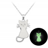 MINET Svietiaci biely detský strieborný náhrdelník MAČIČKA MINET Svietiaci biely detský strieborný náhrdelník MAČIČKA