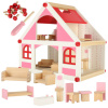 Drevený domček pre bábiky bielo-ružový + nábytok 36cm Nonbrand