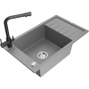 Mexen Elias jednokomorový granitový drez s odkvapkávačom a kuchynskou batériou Duero, sivý - 6511-71-671600-70 Mexen Elias jednokomorový granitový drez s odkvapkávačom a kuchynskou batériou Duero, sivý - 6511-71-671600-70