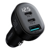 Joyroom JR-CCD04 Nabíjací adaptér do auta, USB-A + 2 x USB Type-C zásuvky, 30 W, digitálny displej, čierny Joyroom JR-CCD04 Nabíjací adaptér do auta, USB-A + 2 x USB Type-C zásuvky, 30 W, digitálny displej, čierny