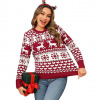 Leversic Dámsky vianočný sveter so sobmi – bordovo-biely sveter s vločkami a srdiečkami Veľkosť: M Leversic Dámsky vianočný sveter so sobmi – bordovo-biely sveter s vločkami a srdiečkami Veľkosť: M