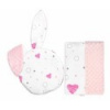 Súprava do kočíka s uškami 2D, minky/bavlna, I love Girl Baby Nellys, ružová/biela Súprava do kočíka s uškami 2D, minky/bavlna, I love Girl Baby Nellys, ružová/biela