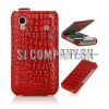 Kožený obal Samsung Galaxy Ace – Croco Flip – červená