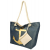Linea Moda Velká plážová taška petrolejová se zlatou kotvou WF14 Linea Moda Velká plážová taška petrolejová se zlatou kotvou WF14