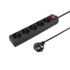 Konnoc DX-5FS 3m pětizásuvka s vypínačem ČERNÁ Konnoc DX-5FS 3m pětizásuvka s vypínačem ČERNÁ