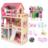 Veľký drevený domček pre bábiky nábytok + bábika + LED (Veľký drevený domček pre bábiky nábytok + bábika + LED)