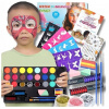 Farby na Maľovanie na Tvár pre Deti, Umývateľné Tetovačky, Šablóny, Súprava 45 ks Farby na Maľovanie na Tvár pre Deti, Umývateľné Tetovačky, Šablóny, Súprava 45 ks