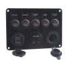 Panel s 5x spínačmi, CL, voltmeter + 2x USB zásuvka, 12/24V Panel s 5x spínačmi, CL, voltmeter + 2x USB zásuvka, 12/24V