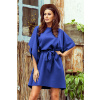 Elegantné šaty NICOLA s pásikom - modré 287-16 S/M Elegantné šaty NICOLA s pásikom - modré 287-16 S/M