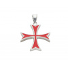 Ewena Přívěsek Rytířský Templářský kříž stříbrno červený + dárkové balení Ewena Přívěsek Rytířský Templářský kříž stříbrno červený + dárkové balení